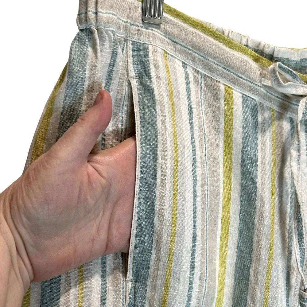 Coldwater Creek Multicolor Striped Linen Pull-on Pants - Size 12